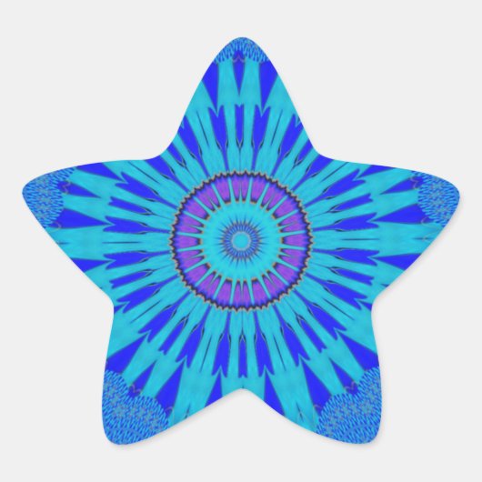 Sticker Étoile Beau Royal Blue Mandala Art Imprimer (Devant)