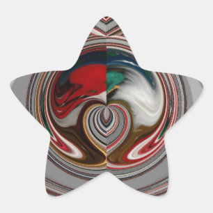 Sticker Étoile Beaux Coeurs de Noël Fêtes Couleurs de saison