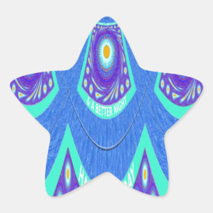 Sticker Étoile Belle Batik Bleu Cyan Bleu Imprimer vectoriel Art