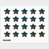 Sticker Étoile Belle impression Cyan Abstrait Art (Feuille)