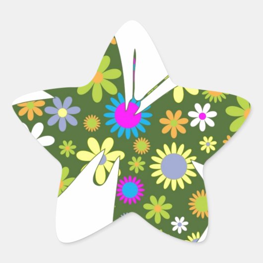 Sticker Étoile Belles fleurs fantaisistes aux ailes de papillon A (Devant)