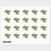 Sticker Étoile Belles fleurs fantaisistes aux ailes de papillon A (Feuille)