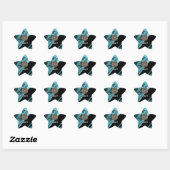 Sticker Étoile Black & aquamarine damask (Feuille)