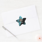 Sticker Étoile Black & aquamarine damask (Enveloppe)