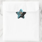 Sticker Étoile Black & aquamarine damask (Sac)