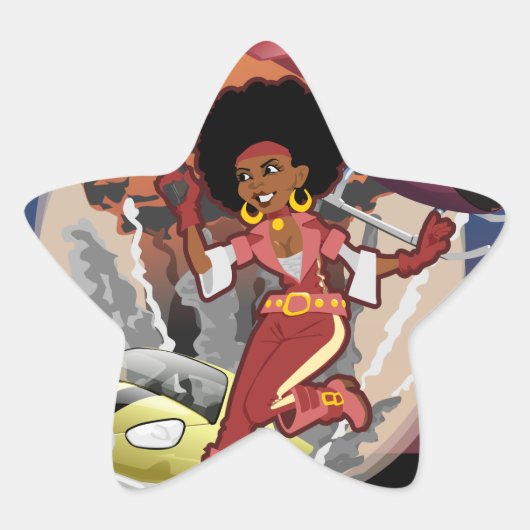 Sticker Étoile blaxploitation afro espion (Devant)