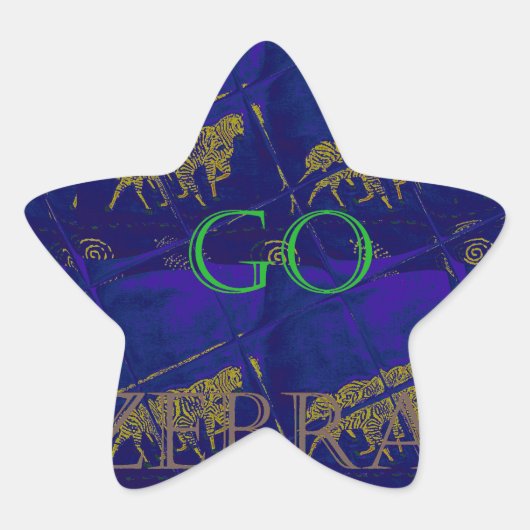 Sticker Étoile Bleu français "Let's Go Zebra" Abstrait (Devant)