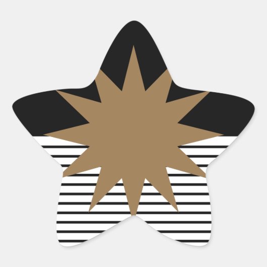 Sticker Étoile Blocage noir blanc et soleil Brown (Devant)