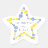 Sticker Étoile Blue & Yellow Original Buttons Star Handmade (Devant)