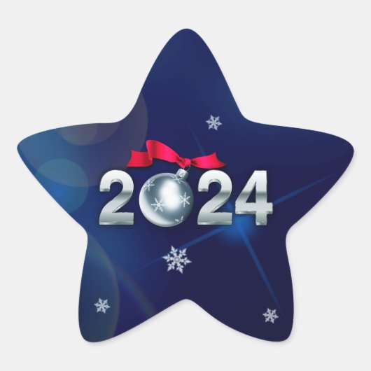 Sticker Étoile Bonne année 2024. Cadeau de vacances (Devant)