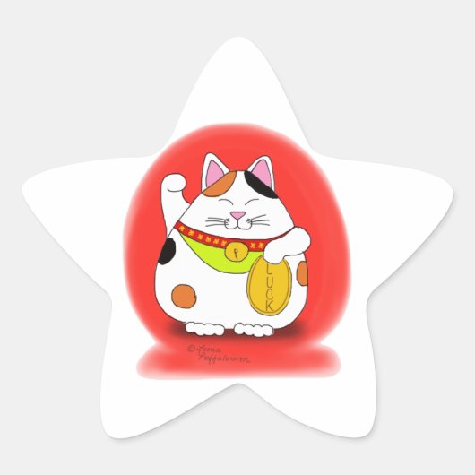 Sticker Étoile Bonne chance Maneki Neko (Devant)