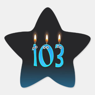 Sticker Étoile Bougies et globes oculaires pour 103e anniversaire