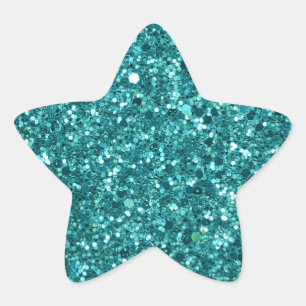 Sticker Étoile Boule Turquoise, étincelle et parties scintillant