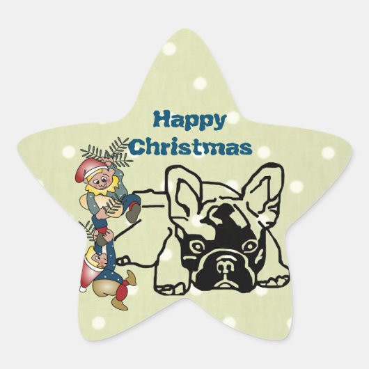 Sticker Étoile Bouledogues français Noël French Bulldog (Devant)