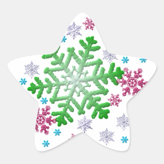 Sticker Étoile Burgundy Blue Green & Silver Snowflakes (Devant)