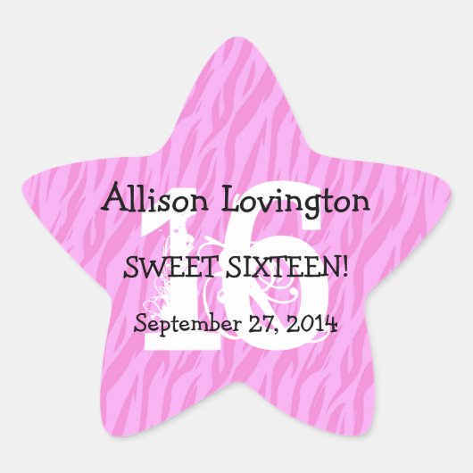 Sticker Étoile Cadeau S01 de célébration d'anniversaire de zèbre (Devant)