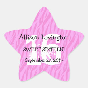 Sticker Étoile Cadeau S01 de célébration d'anniversaire de zèbre