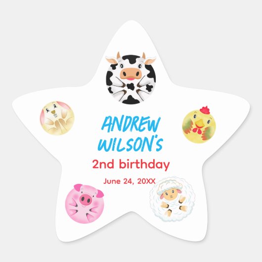 Sticker Étoile Called Farm Party Animals Ready to Play Balls (Devant)
