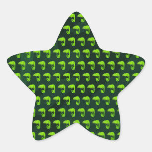 Sticker Étoile Caméléon vert mignon