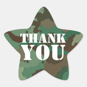 Sticker Étoile Camouflage militaire vert Merci Étoile Enveloppe S