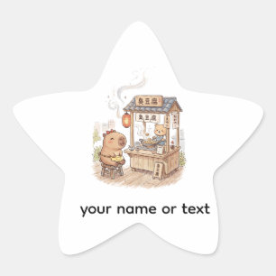 Sticker Étoile Capybara joyeux au stand de tofu puant Nuit de T