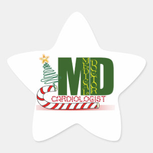 STICKER ÉTOILE CARDIOLOGUE MÉDECIN DU COEUR CHRISTMAS MERRY
