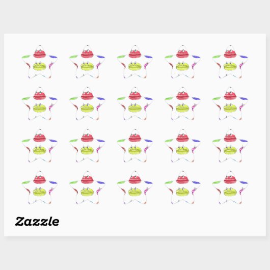 Sticker Étoile Caricature des Macarons (Feuille)