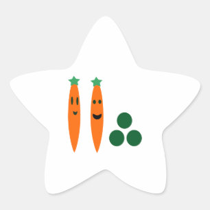 Sticker Étoile Carottes et pois Whimsical