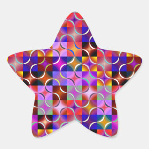 Sticker Étoile Carrés géométriques multicolores
