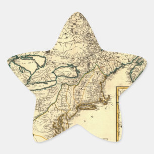 Sticker Étoile Carte 1778 du Canada et des Etats-Unis