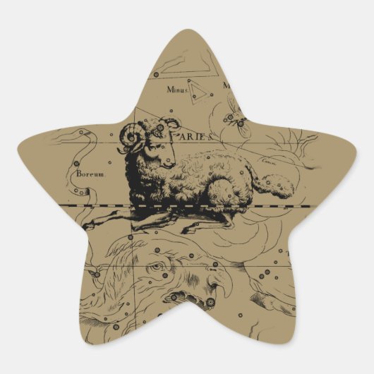 Sticker Étoile Carte Constellation Aries Hevelius 1690 (Devant)
