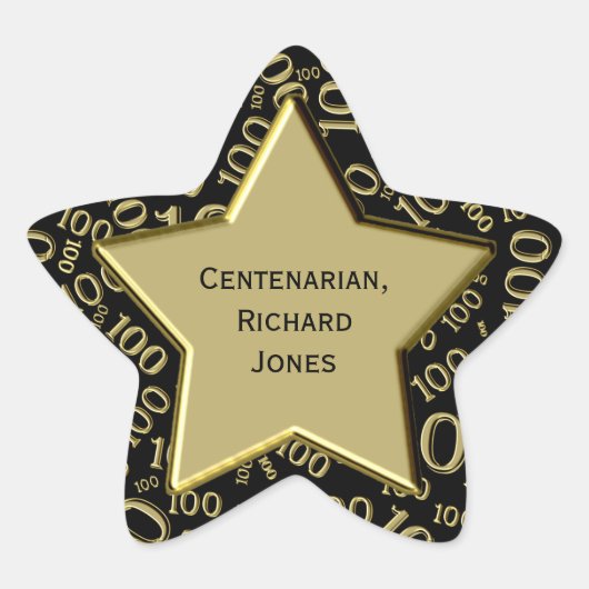Sticker Étoile Centenaire 100e anniversaire Black and Gold Star (Devant)
