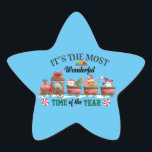 Sticker Étoile C'est le moment le plus merveilleux de l'année<br><div class="desc">C'est le moment le plus merveilleux de l'annéeÊtes-vous un fan de Père Noël, snowman, elfe, rennes, Noël ? saison de Noël drôle My Cute Père Noël, bonhomme de neige, renne Ils roulent dans un train plein de cadeaux et bonbons de Noël et de neige autour, le design de Noël est...</div>