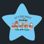 Sticker Étoile C'est le moment le plus merveilleux de l'année<br><div class="desc">C'est le moment le plus merveilleux de l'annéeÊtes-vous un fan de Père Noël, snowman, elfe, rennes, Noël ? saison de Noël drôle My Cute Père Noël, bonhomme de neige, renne Ils roulent dans un train plein de cadeaux et bonbons de Noël et de neige autour, le design de Noël est...</div>