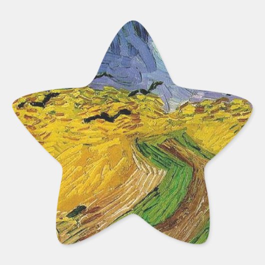 Sticker Étoile Champ de blé avec corbeaux (Devant)
