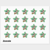 Sticker Étoile chatte chatte grise tabby chat avec arc rouge noël (Feuille)