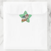 Sticker Étoile chatte chatte grise tabby chat avec arc rouge noël (Sac)