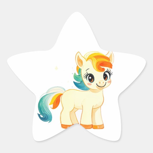 Sticker Étoile Cheval mignon (Devant)