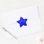 Sticker Étoile Chien Paw En Bleu Avec Contours (Enveloppe)