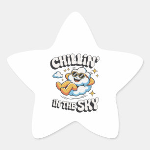 Sticker Étoile Chillin' in the Sky Cute Cloud Design pour l'été a
