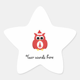 Sticker Étoile Chouette de père Noël rouge