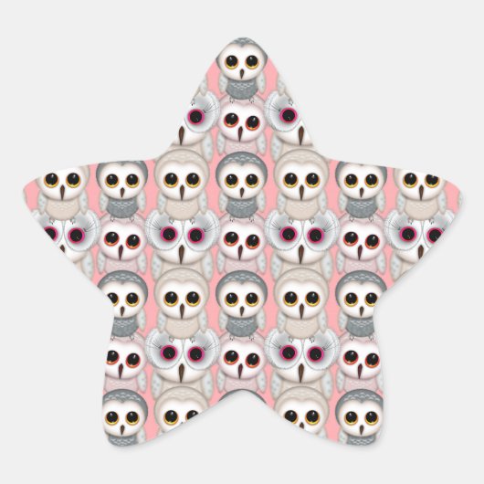 Sticker Étoile Chouettes pour bébés sur Motif rose (Devant)