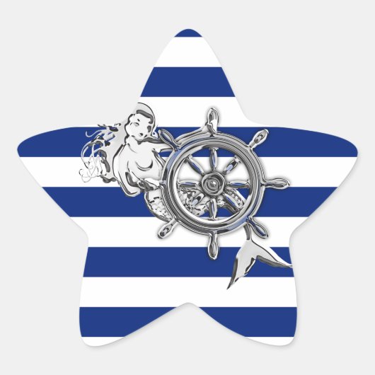 Sticker Étoile Chrome Comme Sirène sur les rayures Nautiques (Devant)