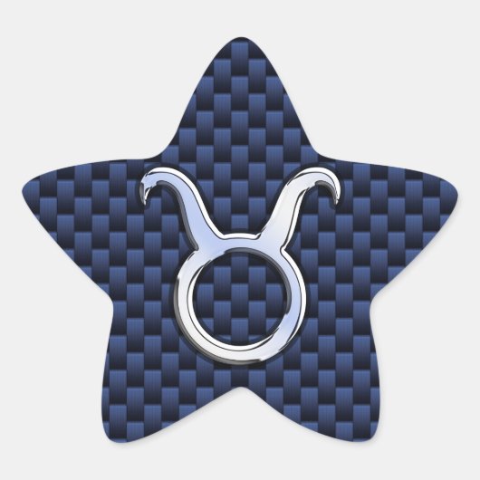 Sticker Étoile Chrome Comme Taurus Zodiac Signe Bleu Carbone Impr (Devant)