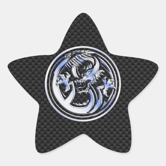 Sticker Étoile Chrome style Dragon badge on Carbon Fiber Print (Devant)