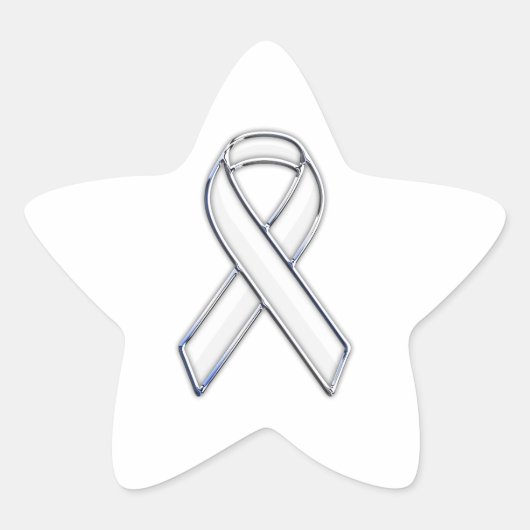 Sticker Étoile Chrome Style White Ribbon Awareness (Devant)