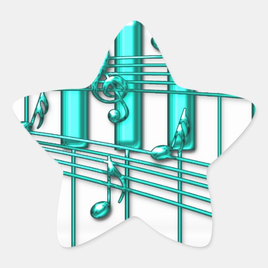 Sticker Étoile Clavier Turquoise Piano (Devant)