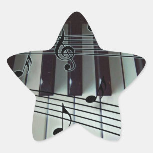 Sticker Étoile Clés de piano et notes de musique