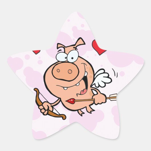 Sticker Étoile Cochon volant avec flèche et flèche (Devant)