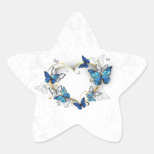 Sticker Étoile Coeur bijoux avec papillons Morpho